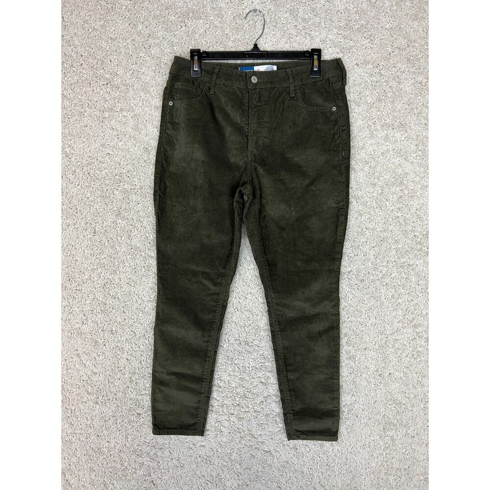Old Navy Corduroy Pants Womens 12 Petite 12P Green‎ Stretch High Rise Skinny Leg